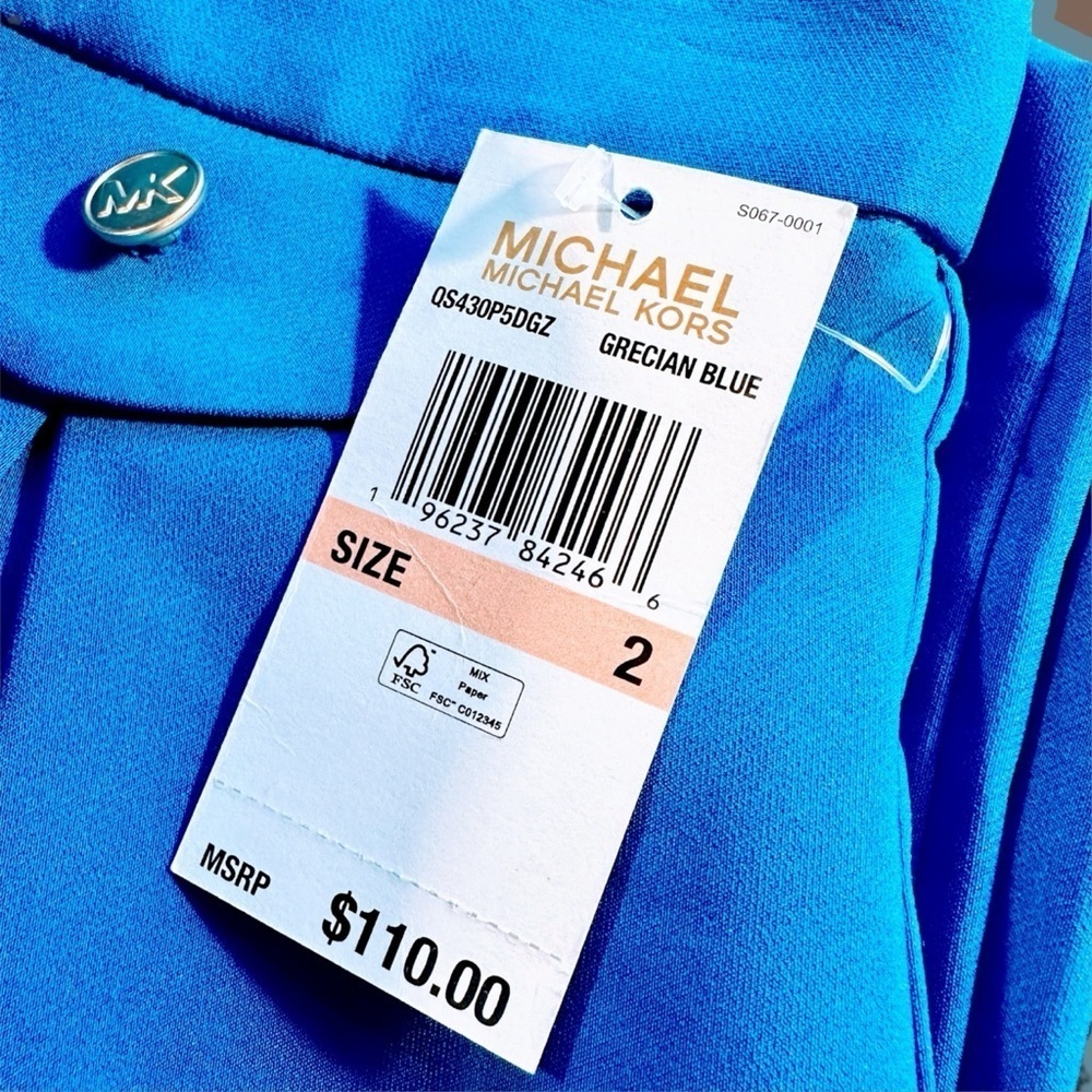 NWT MICHAEL Michael Kors ‘High-Rise Wide Leg Crop Pants’ in “Grecian Blue” - Picture 2 of 8